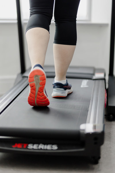 walking on treadmill